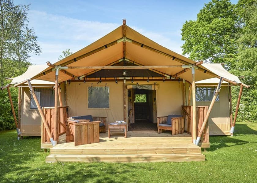 A fab safari tent accommodation with it's own private hot tub