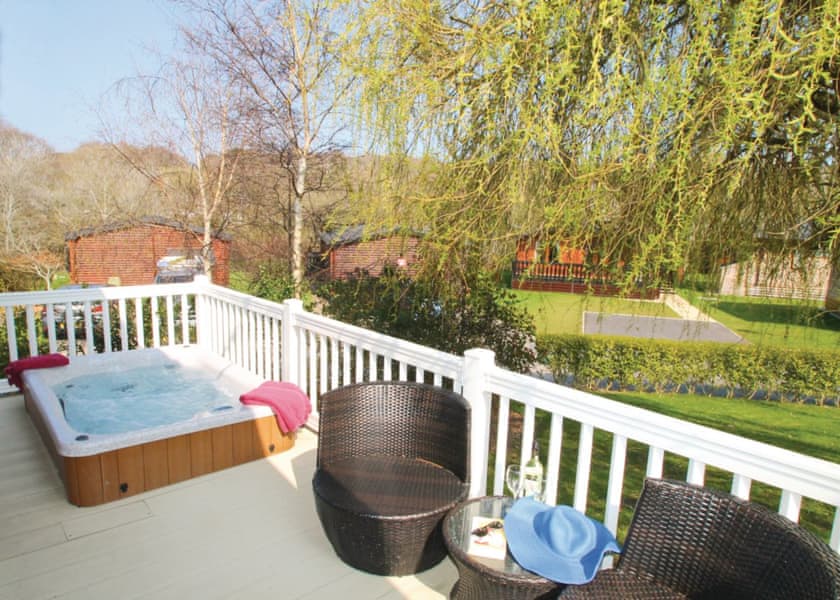 veranda with hot tub and beautiful view