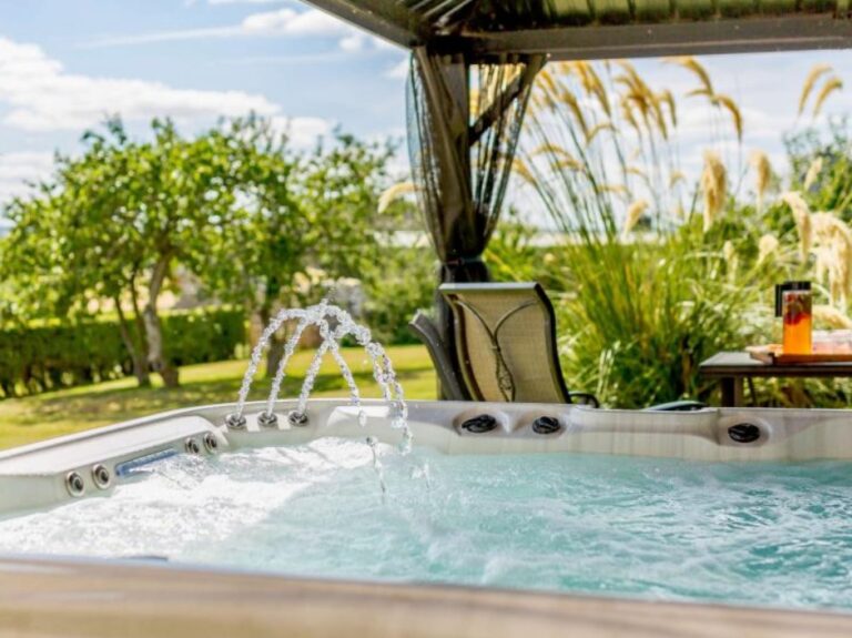 Covered outdoor hot tub